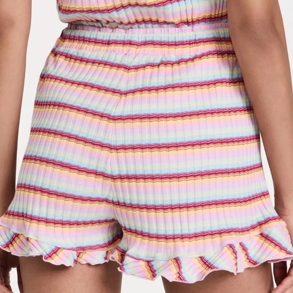 Roller Rabbit Candy Stripe‎ Delilah Short Rainbow Pleated Ruffle Drawstring - Picture 2 of 7